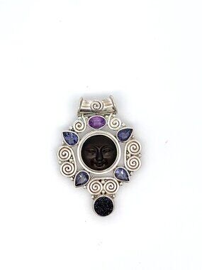 sajen Sterling Silver Purple Stone Face Pendant